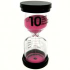 M066-11-Р Песочные часы на 10 минут, розовые, 10х4 см, стекло, пластик