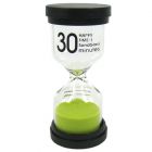 M066-16-З Песочные часы на 30 минут, зеленые, 10см, стекло, пластик